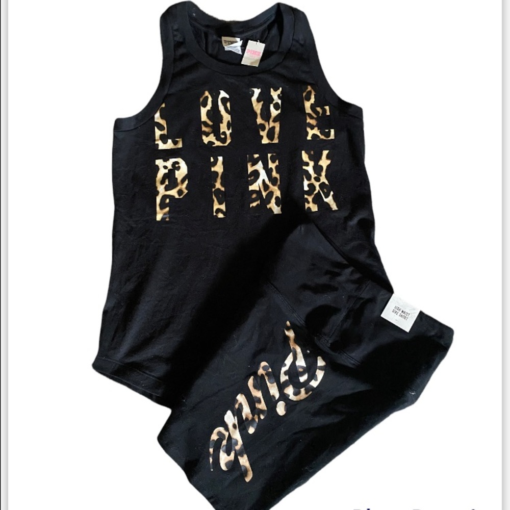 PINK Victoria Secret tank top and yoga shortie set extra small. New with tags